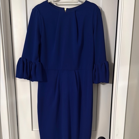 Betsy & Adam Blue Ruffled Sheath Dress - Picture 1 of 3